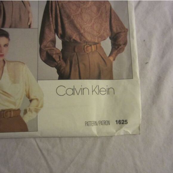 Vintage 80s Calvin Klein Vogue Sewing Pattern Blouse Top Women's Misses 1987 - Picture 2 of 5